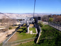 The Montjuïc Slide park at the east side of the Montjuïc hill and the city center, viewed from the Montjuïc Cable Car