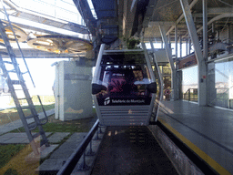 The midway station of the Montjuïc Cable Car at the east side of the Montjuïc hill, viewed from the Montjuïc Cable Car