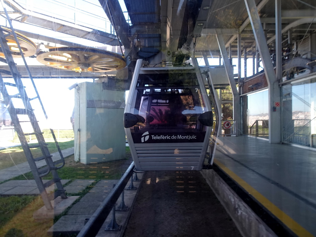 The midway station of the Montjuïc Cable Car at the east side of the Montjuïc hill, viewed from the Montjuïc Cable Car