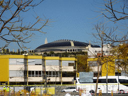 The Montjuïc hill with the Palau Sant Jordi sports complex, viewed from the Passeig de la Zona Franca street