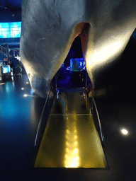 Entrance to the scale model of a Sperm Whale at the Planeta Aqua area at the Aquarium Barcelona