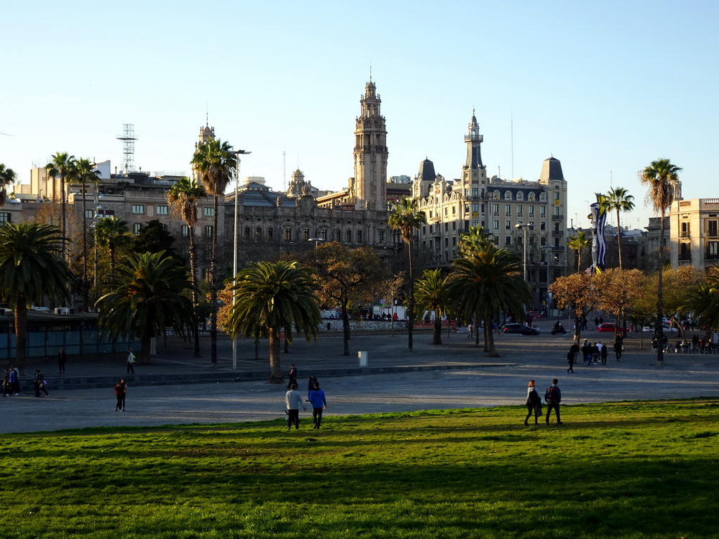 The Plaça de l`Ictineo square and the Plaça d`Antonio López square with the Post Office and the Oficina d`Accés a la Universitat building