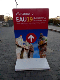 Sign of the EAU19 conference at the Carrer del Foc street