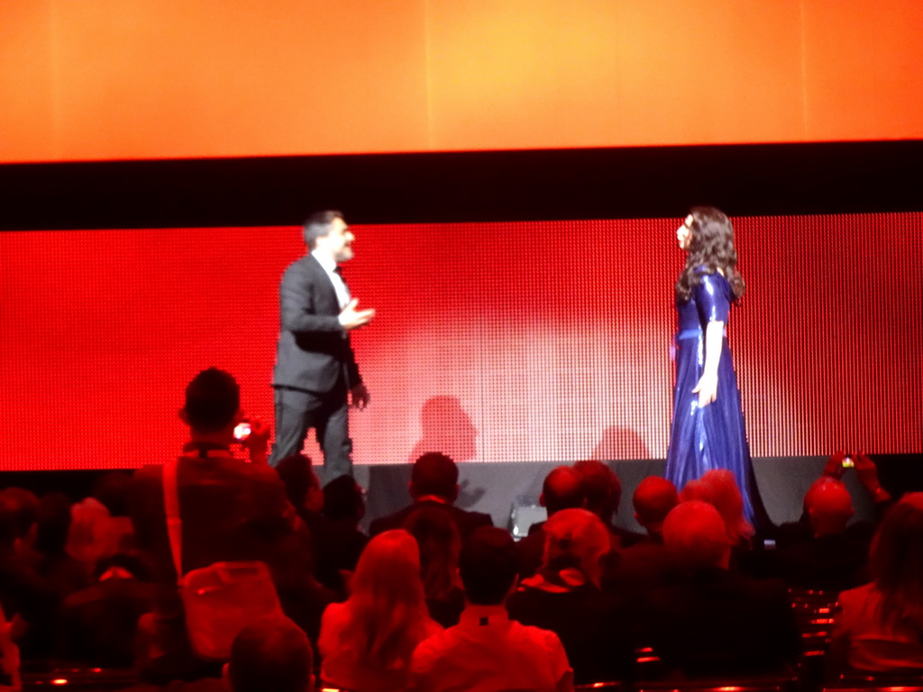 Singers of the opera `Carmen` at the opening ceremony of the EAU19 conference at the eURO Auditorium 1 of the Red Area of the Fira Barcelona Gran Via conference center