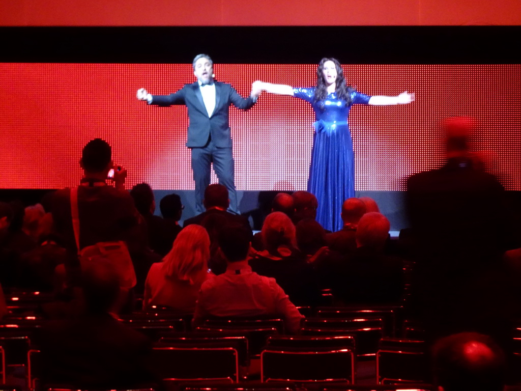 Singers of the opera `Carmen` at the opening ceremony of the EAU19 conference at the eURO Auditorium 1 of the Red Area of the Fira Barcelona Gran Via conference center