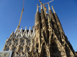 Northeast side of the Sagrada Família church with the Nativity Facade, under construction, viewed from the Carrer de la Marine street