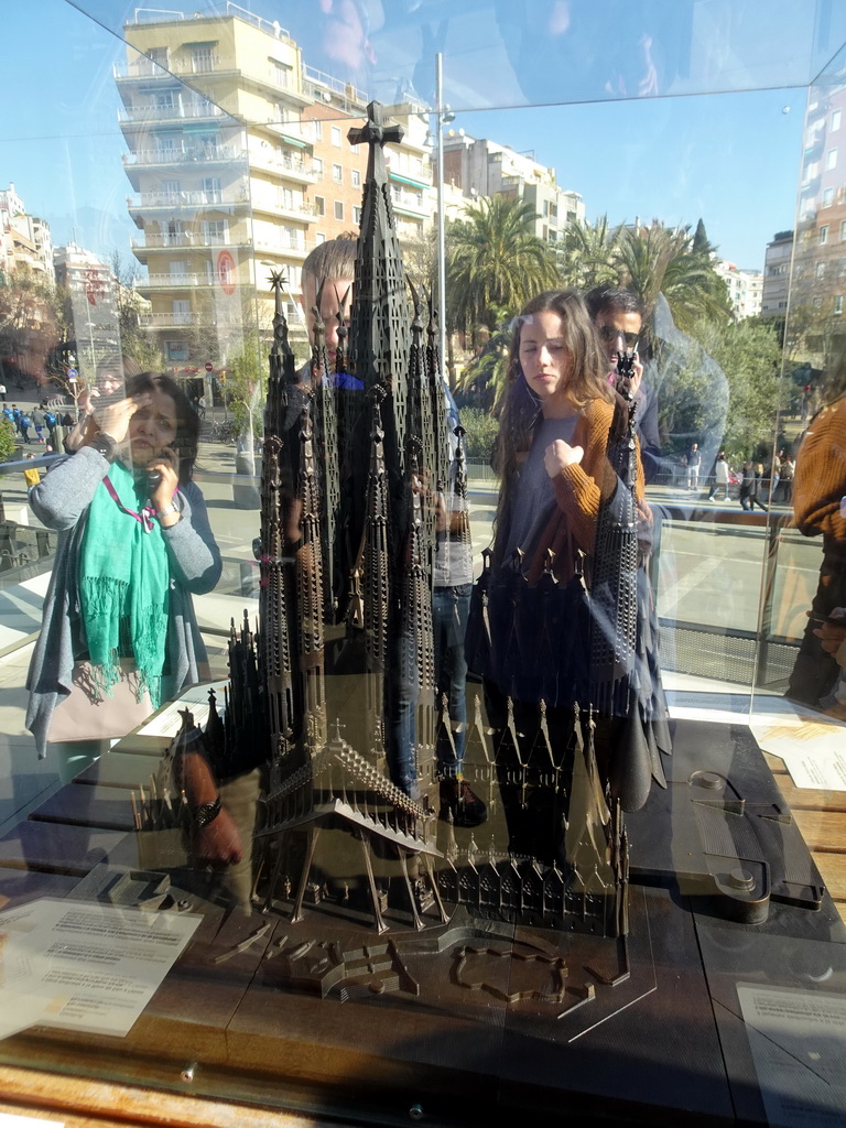 The Passion Facade of the scale model of the finalized Sagrada Família church, at the square right in front of the northeast side