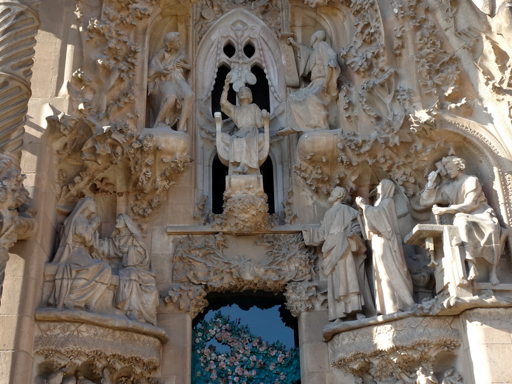 Statues at the Faith Hallway of the Nativity Facade at the northeast side of the Sagrada Família church