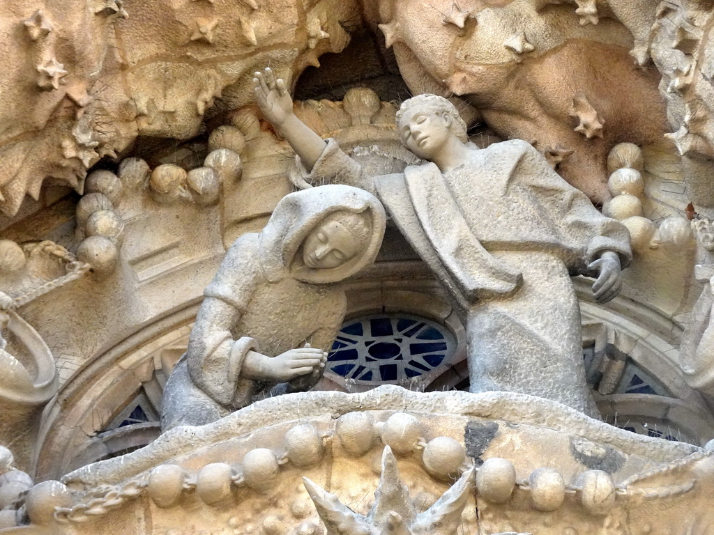 Statues at the Charity Hallway of the Nativity Facade at the northeast side of the Sagrada Família church