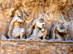 Statues at the Charity Hallway of the Nativity Facade at the northeast side of the Sagrada Família church