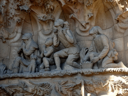 Statues at the Charity Hallway of the Nativity Facade at the northeast side of the Sagrada Família church