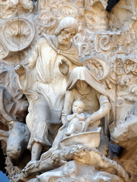 Statues at the Charity Hallway of the Nativity Facade at the northeast side of the Sagrada Família church