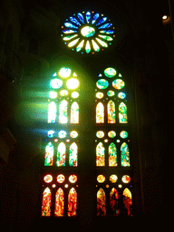 Stained glass windows at the nave of the Sagrada Família church
