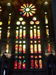 Stained glass windows at the nave of the Sagrada Família church
