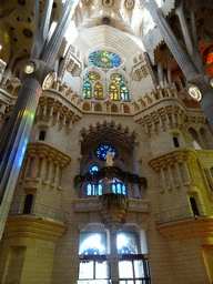 Stained glass windows at the inside of the Passion Facade of the Sagrada Família church