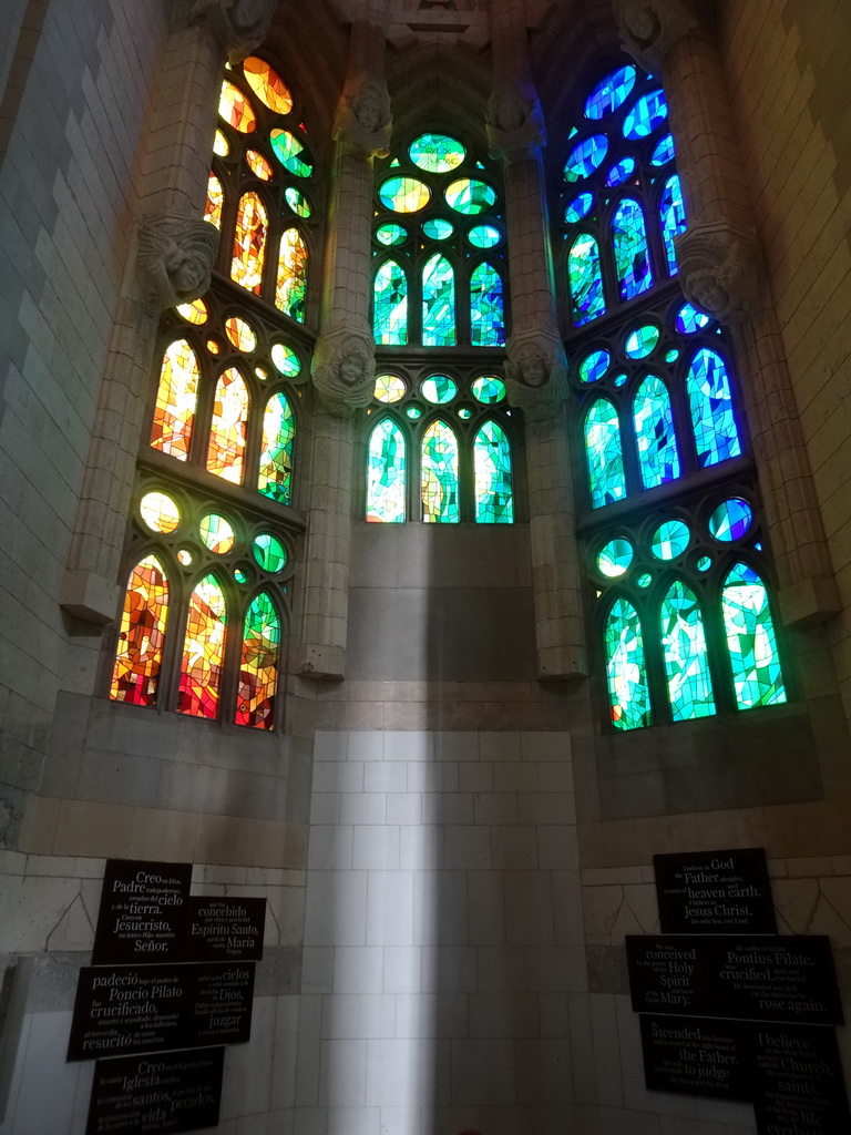 Stained glass windows at the ambulatory of the Sagrada Família church