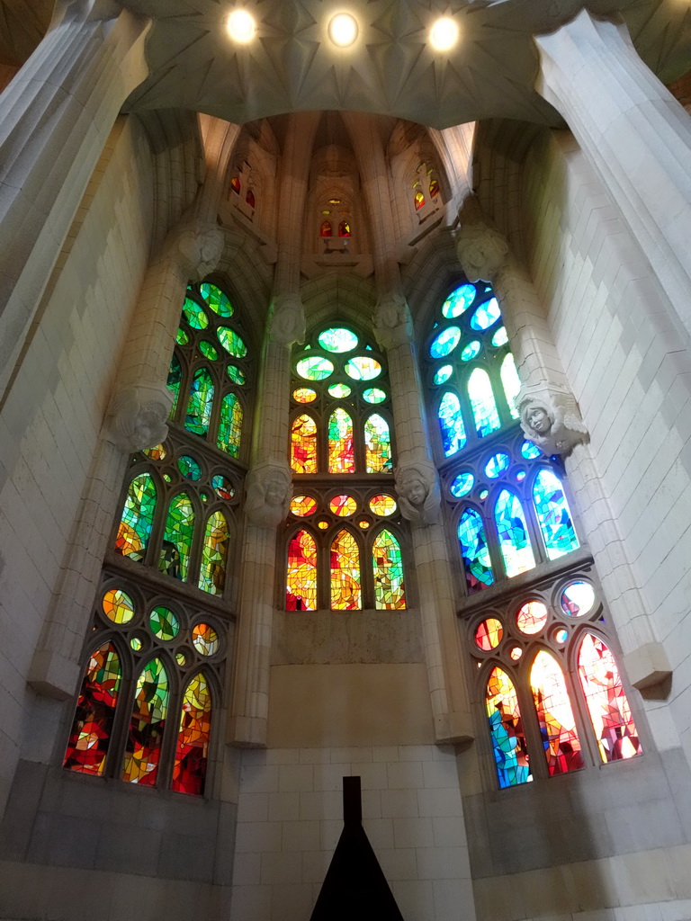 Stained glass windows at the ambulatory of the Sagrada Família church