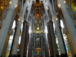 Nave, apse, organ and baldachin of the Sagrada Família church