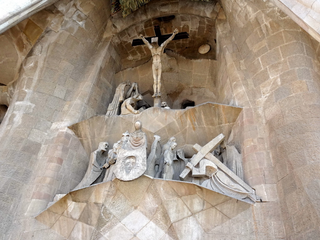 Statues at the Portico of the Passion Facade at the southwest side of the Sagrada Família church