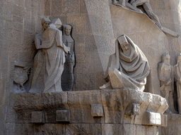 Statues at the Portico of the Passion Facade at the southwest side of the Sagrada Família church