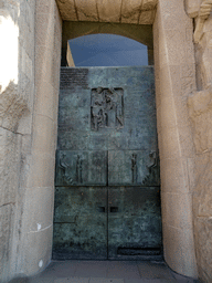 Door at the right side of the Passion Facade at the southwest side of the Sagrada Família church