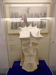Statue and drawing for the Passion Facade of the Sagrada Família church by Josep M. Subirachs, at the Sagrada Família Museum
