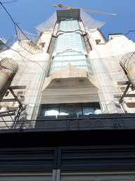 The Glory Facade at the southeast side of the Sagrada Família church, under construction, viewed from the Carrer de Mallorca street