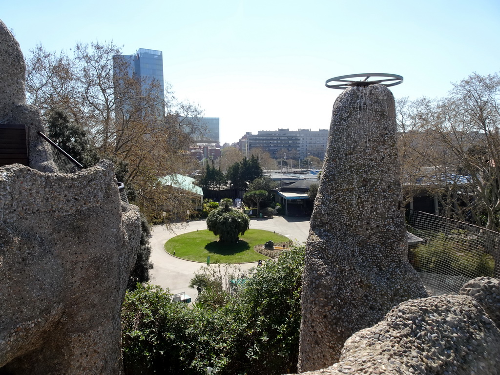 The south part of the Barcelona Zoo, viewed from the top of the hill