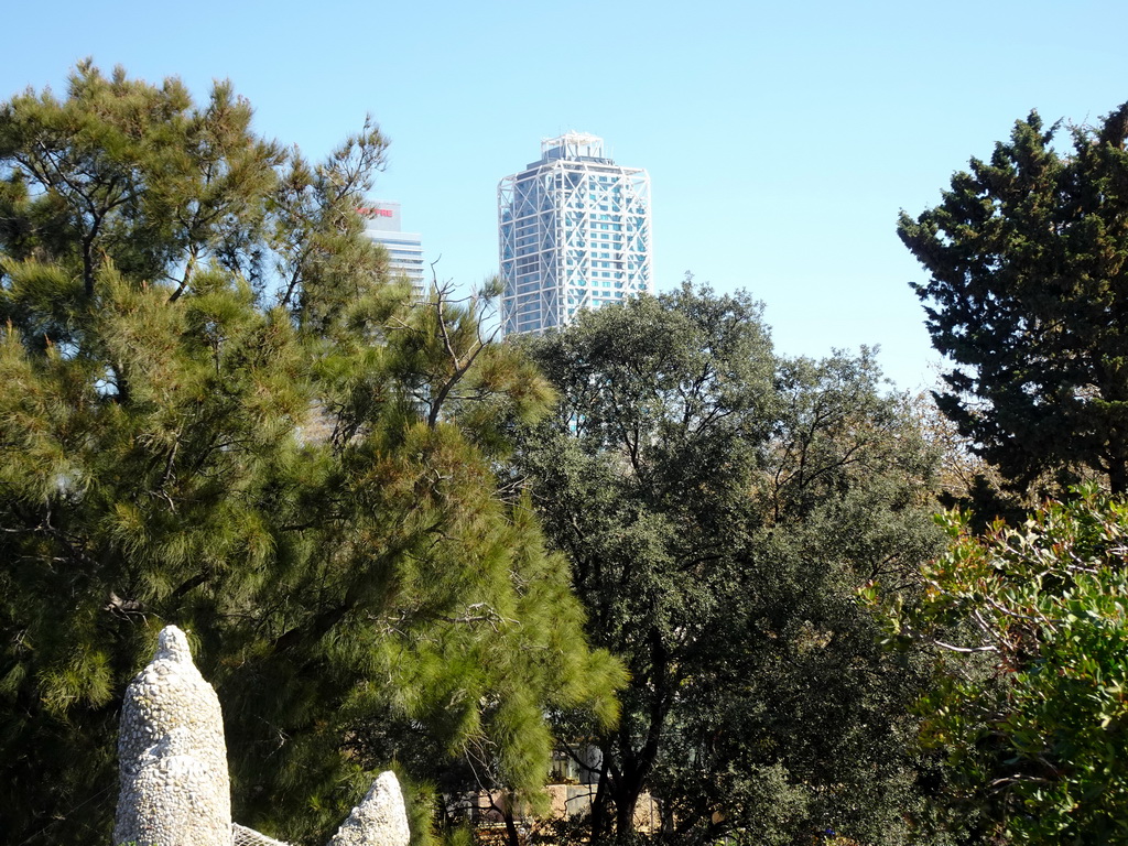 Skyscrapers in the city center, viewed from the top of the hill at the Barcelona Zoo