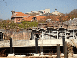 South side of the Palau del Parlament de Catalunya building, viewed from the Savannah area at the Barcelona Zoo