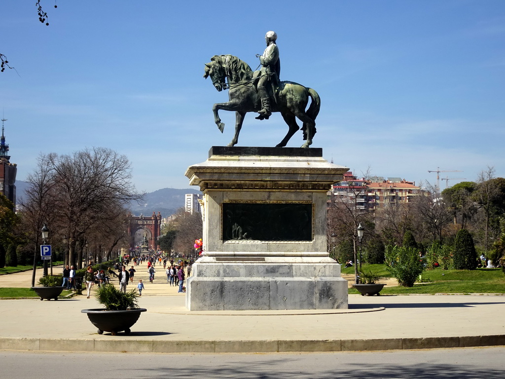 Equestrian statue of General Prim at the south side of the Parc de la Ciutadella park and the Arc de Triomf