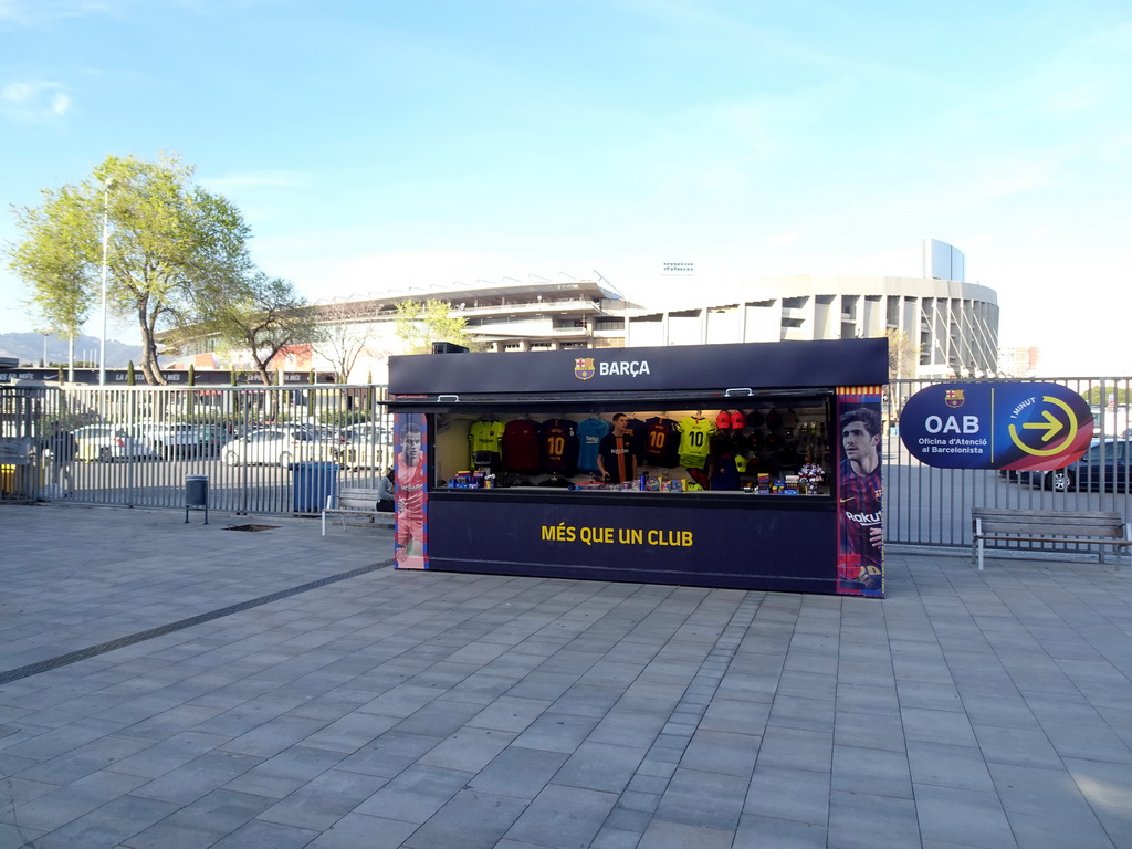 Merchandising stall at the southwest side of the Camp Nou stadium