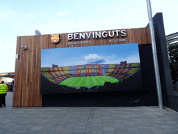 Welcome sign at the southwest side of the Camp Nou stadium