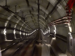 Interior of the subway tunnel near the Fira subway station