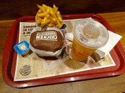 Dinner at the Burger King restaurant at Barcelona-El Prat Airport
