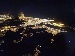The city, viewed from the airplane to Amsterdam, by night
