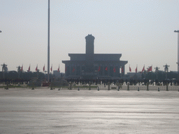 Tiananmen Square, with the Monument to the People`s Heroes and the Mausoleum of Mao Zedong