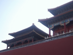 Pavilion at the left of the back side of the Meridian Gate at the Forbidden City