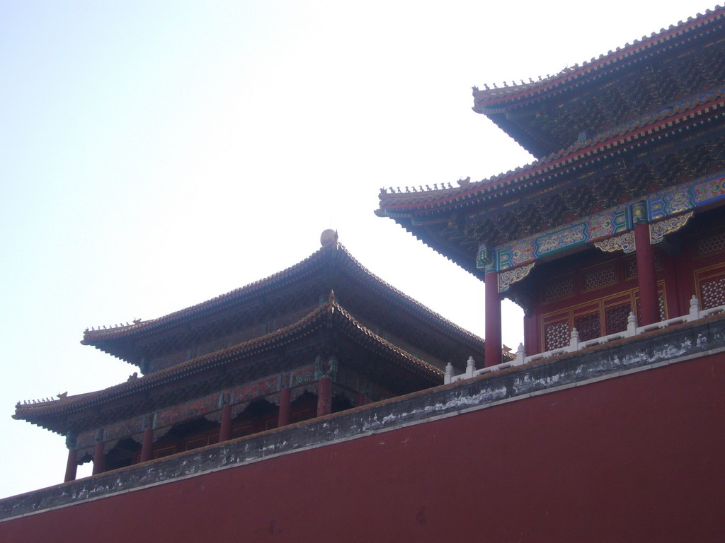 Pavilion at the left of the back side of the Meridian Gate at the Forbidden City