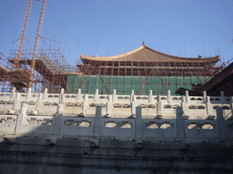 The west side of the Hall of Supreme Harmony, under renovation, at the Forbidden City