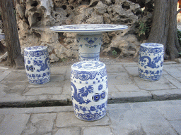 Table and chairs at the Garden of the Palace of Peace and Longevity at the Forbidden City