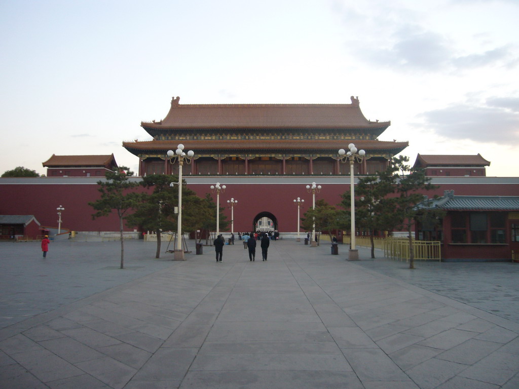 The back side of the Gate of Heavenly Peace, at sunset