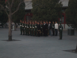 Guards at the square inbetween the Gate of Heavenly Peace and the Upright Gate, during the Flag-Lowering Ceremony, at sunset