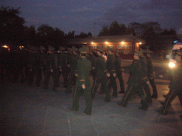 Guards marching from the Gate of Heavenly Peace to the Upright Gate, during the Flag-Lowering Ceremony, by night
