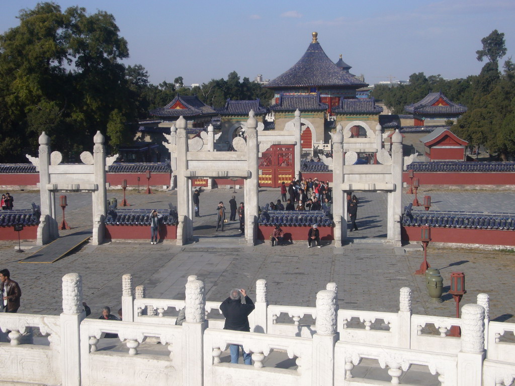 The Imperial Vault of Heaven and the Hall of Prayer for Good Harvests at the Temple of Heaven, viewed from the Circular Mound