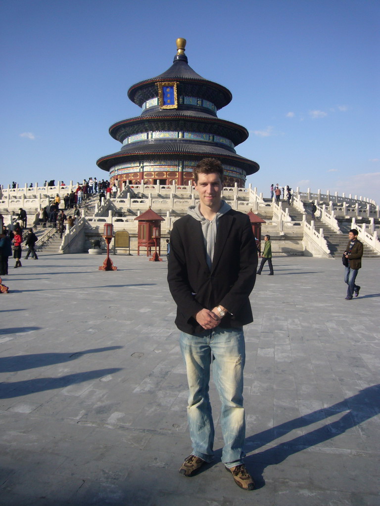 Tim in front of the Hall of Prayer for Good Harvests at the Temple of Heaven