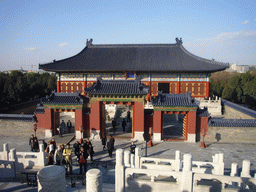 The Imperial Hall of Heaven and its gate at the Temple of Heaven, viewed from the Hall of Prayer for Good Harvests