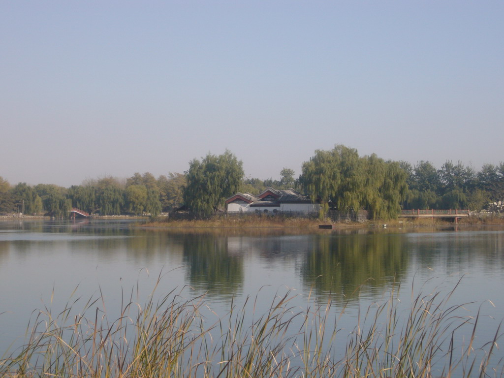 Island with a building at the Fuhai Sea at the Old Summer Palace