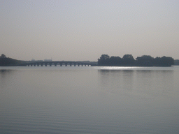 The Seventeen-Arch Bridge over Kunming Lake and the South Lake Island at the Summer Palace, viewed from near the Wenchang Tower