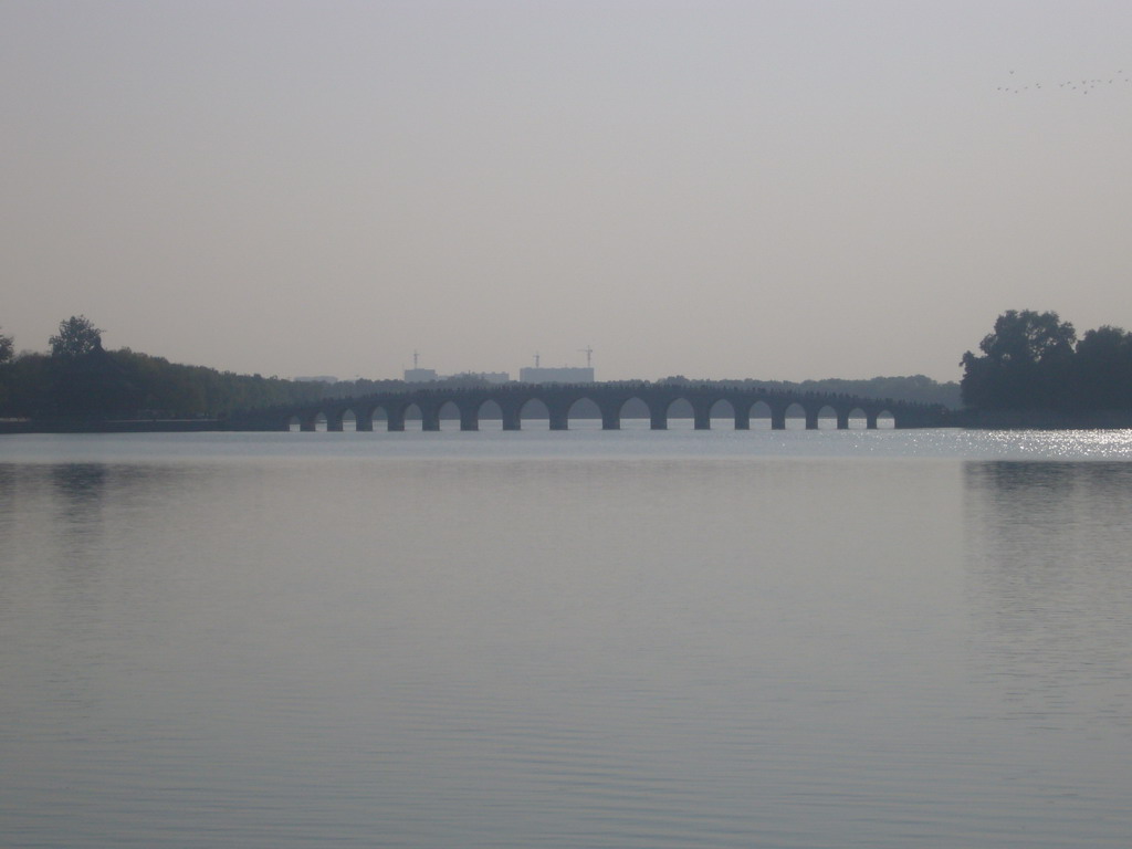 The Seventeen-Arch Bridge over Kunming Lake at the Summer Palace, viewed from near the Wenchang Tower